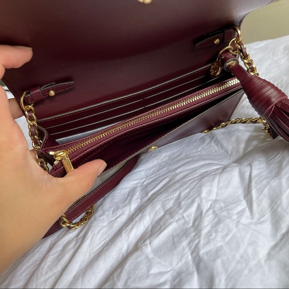 Tory Burch Fleming Wallet Cross Body- Burgundy - Picture 5 of 5